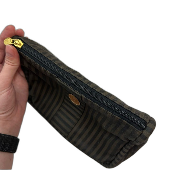 Fendi Dark Green & Brown Cloth Clutch Purse Bag One Size - Picture 3 of 16